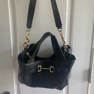 Steve Madden Black Shoulder Bag with Gold Accents